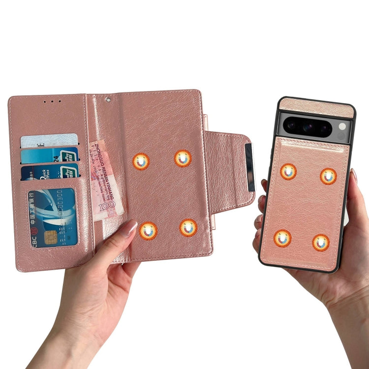 For Google Pixel 8 Pro Multifunctional 7-Card Wallet Leather Phone Case(Rose Gold) - Google Cases by PMC TechLife | Online Shopping South Africa | PMC TechLife | Buy Now Pay Later Mobicred