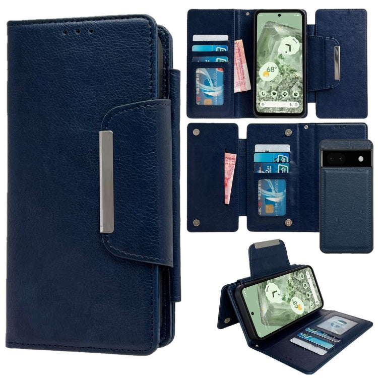 For Google Pixel 6a Multifunctional 7-Card Wallet Leather Phone Case(Royal Blue) - Google Cases by PMC TechLife | Online Shopping South Africa | PMC TechLife | Buy Now Pay Later Mobicred