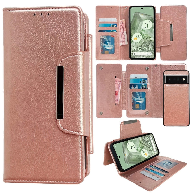 For Google Pixel 6 Pro Multifunctional 7-Card Wallet Leather Phone Case(Rose Gold) - Google Cases by PMC TechLife | Online Shopping South Africa | PMC TechLife | Buy Now Pay Later Mobicred