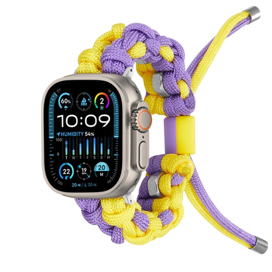 For Apple Watch Ultra 49mm Screw Nut Dual-Color Braided Paracord Watch Band(Purple Yellow) - Watch Bands by PMC Jewellery | Online Shopping South Africa | PMC Jewellery | Buy Now Pay Later Mobicred