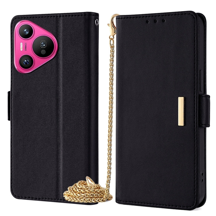 For Huawei Pura 70 5G Crossbody Chain Leather Phone Case(Black) - Huawei Cases by PMC Jewellery | Online Shopping South Africa | PMC Jewellery | Buy Now Pay Later Mobicred