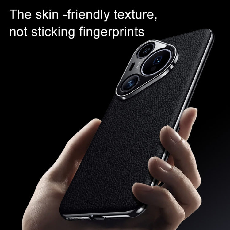 For Huawei Pura 70 Litchi Texture Genuine Leather Phone Case(Black) - free shipping - PMC Jewellery - Order now!