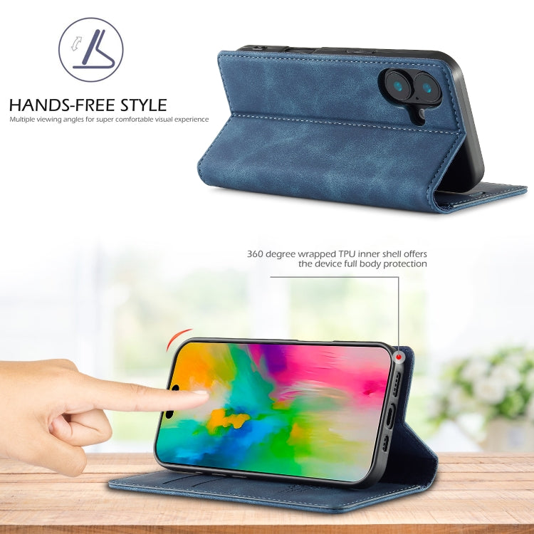 For iPhone 16 LC.IMEEKE Strong Magnetism Microfiber Leather Phone Case(Blue) - iPhone 16 Cases by LC.IMEEKE | Online Shopping South Africa | PMC Jewellery | Buy Now Pay Later Mobicred