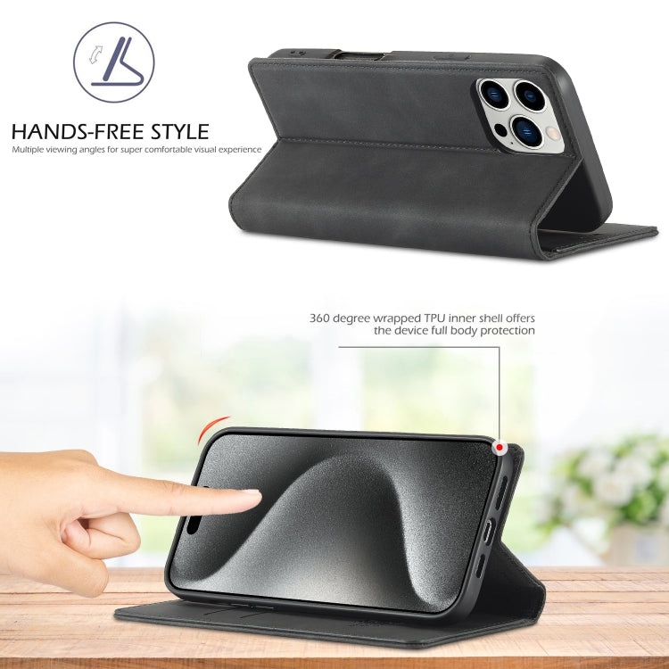 For iPhone 16 Pro LC.IMEEKE Strong Magnetism Microfiber Leather Phone Case(Black) - iPhone 16 Pro Cases by LC.IMEEKE | Online Shopping South Africa | PMC Jewellery | Buy Now Pay Later Mobicred