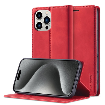 For iPhone 16 Pro LC.IMEEKE Strong Magnetism Microfiber Leather Phone Case(Red) - iPhone 16 Pro Cases by LC.IMEEKE | Online Shopping South Africa | PMC Jewellery | Buy Now Pay Later Mobicred