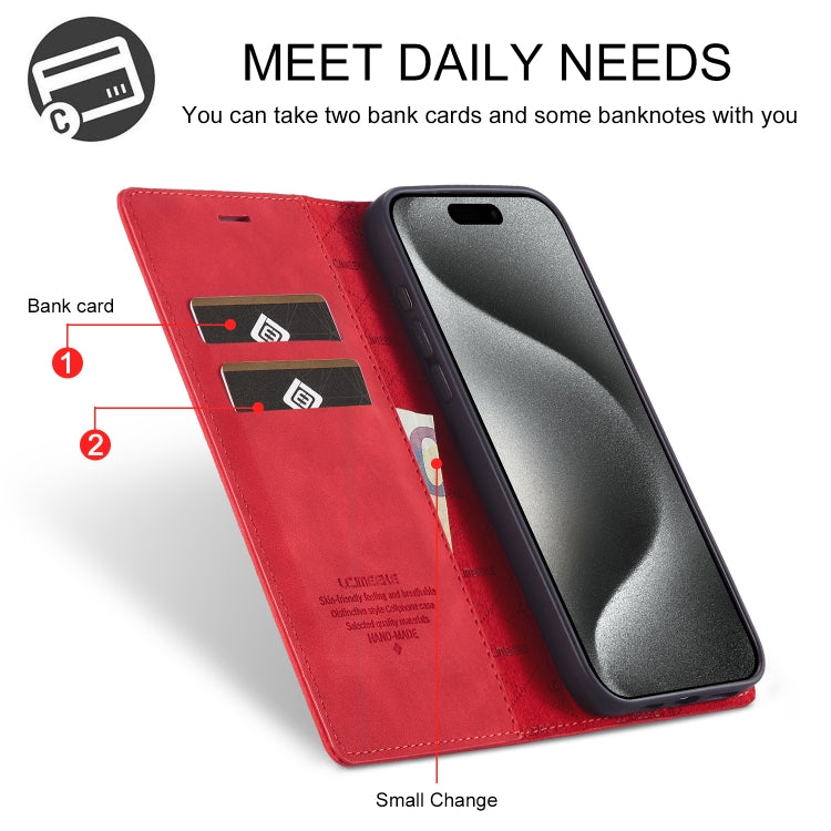 For iPhone 16 Pro Max LC.IMEEKE Strong Magnetism Microfiber Leather Phone Case(Red) - iPhone 16 Pro Max Cases by LC.IMEEKE | Online Shopping South Africa | PMC Jewellery | Buy Now Pay Later Mobicred