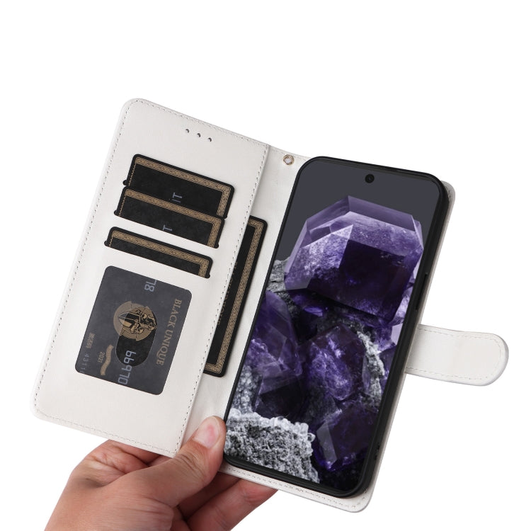 For Google Pixel 9 Diamond Lattice Leather Flip Phone Case(White) - Google Cases by PMC TechLife | Online Shopping South Africa | PMC TechLife | Buy Now Pay Later Mobicred