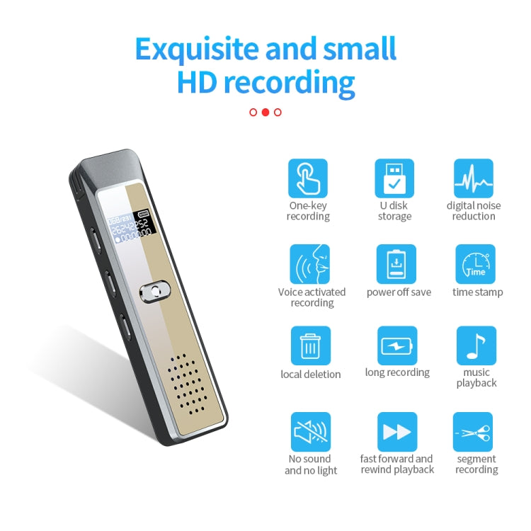 JNN Q7 Mini Portable Voice Recorder with OLED Screen, Memory:8GB(Grey+Gold) - Recording Pen by JNN | Online Shopping South Africa | PMC Jewellery | Buy Now Pay Later Mobicred