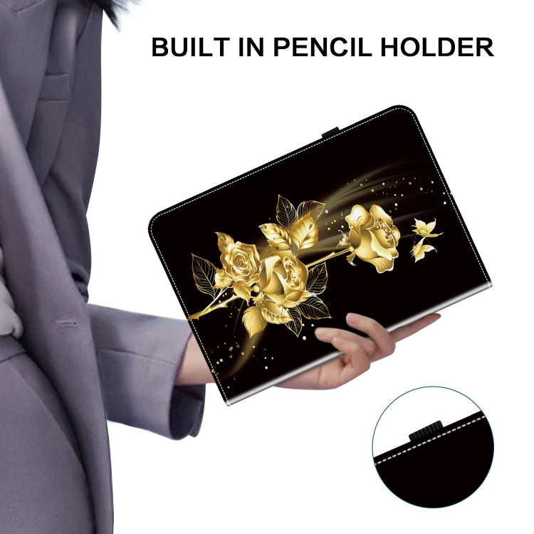 For iPad Air 13 2025 / 2024 Crystal Texture Painted Leather Smart Tablet Case(Gold Butterfly Rose) - iPad Air 13 2025 / 2024 Cases by PMC TechLife | Online Shopping South Africa | PMC TechLife | Buy Now Pay Later Mobicred