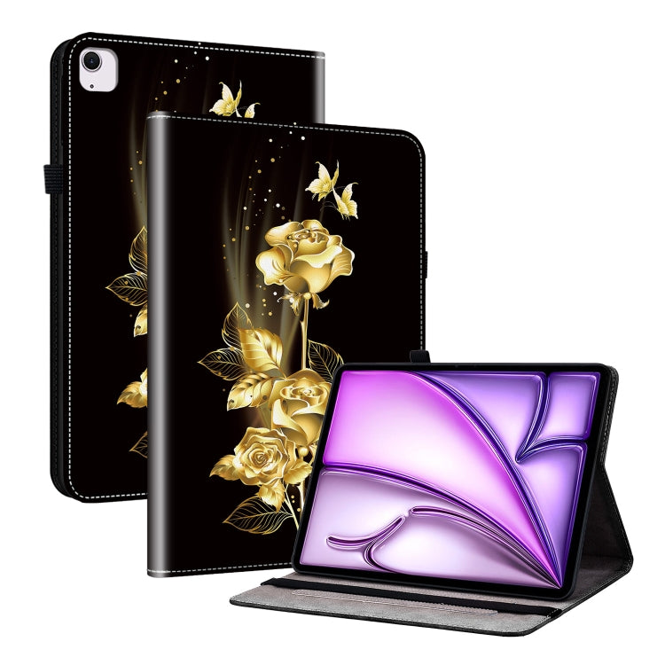 For iPad Air 11 2024 Crystal Texture Painted Leather Smart Tablet Case(Gold Butterfly Rose) - iPad Air 11 2024 Cases by PMC TechLife | Online Shopping South Africa | PMC TechLife | Buy Now Pay Later Mobicred