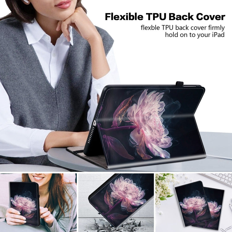 For iPad Air 11 2024 Crystal Texture Painted Leather Smart Tablet Case(Purple Peony) - iPad Air 11 2024 Cases by PMC TechLife | Online Shopping South Africa | PMC TechLife | Buy Now Pay Later Mobicred