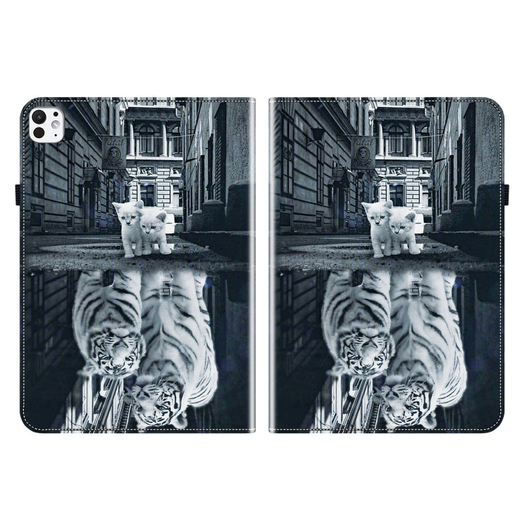 For iPad Pro 11 2024 Crystal Texture Painted Leather Smart Tablet Case(Cat Reflection Tiger) - iPad Pro 11 2024 Cases by PMC TechLife | Online Shopping South Africa | PMC TechLife | Buy Now Pay Later Mobicred