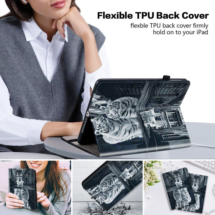 For iPad Pro 11 2024 Crystal Texture Painted Leather Smart Tablet Case(Cat Reflection Tiger) - iPad Pro 11 2024 Cases by PMC TechLife | Online Shopping South Africa | PMC TechLife | Buy Now Pay Later Mobicred