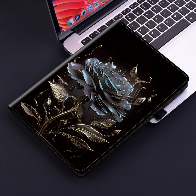 For Honor Pad 9 12.1 Crystal Texture Painted Leather Tablet Case(Black Rose) - Honor by PMC TechLife | Online Shopping South Africa | PMC TechLife | Buy Now Pay Later Mobicred