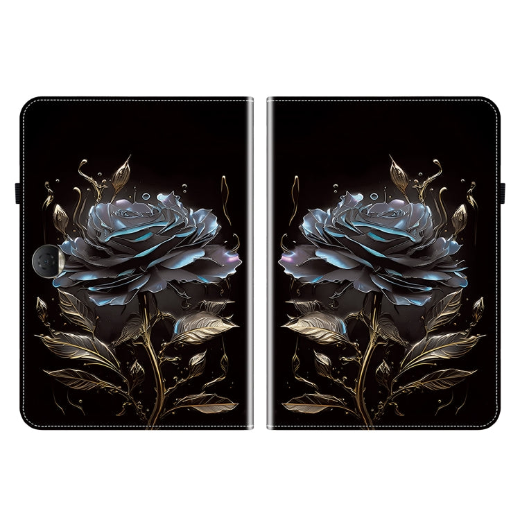 For Honor Pad 9 12.1 Crystal Texture Painted Leather Tablet Case(Black Rose) - Honor by PMC TechLife | Online Shopping South Africa | PMC TechLife | Buy Now Pay Later Mobicred