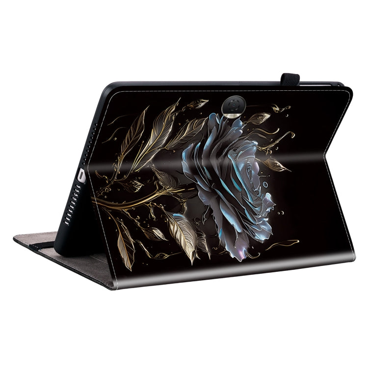 For Honor Pad 9 12.1 Crystal Texture Painted Leather Tablet Case(Black Rose) - Honor by PMC TechLife | Online Shopping South Africa | PMC TechLife | Buy Now Pay Later Mobicred