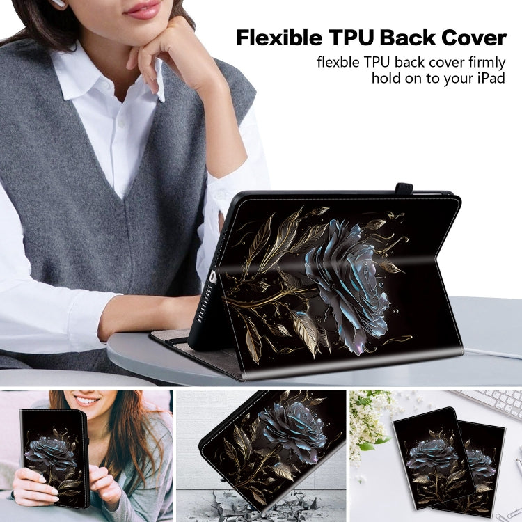 For Honor Pad 9 12.1 Crystal Texture Painted Leather Tablet Case(Black Rose) - Honor by PMC TechLife | Online Shopping South Africa | PMC TechLife | Buy Now Pay Later Mobicred