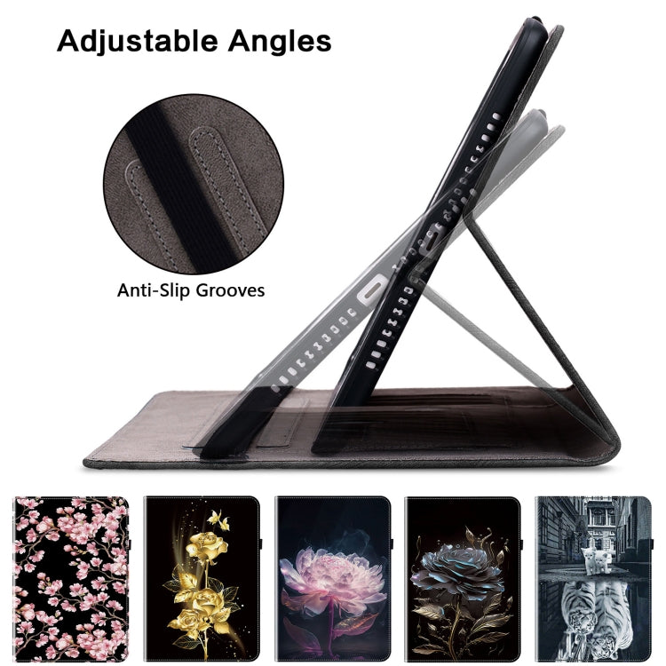 For Honor Pad 9 12.1 Crystal Texture Painted Leather Tablet Case(Black Rose) - Honor by PMC TechLife | Online Shopping South Africa | PMC TechLife | Buy Now Pay Later Mobicred