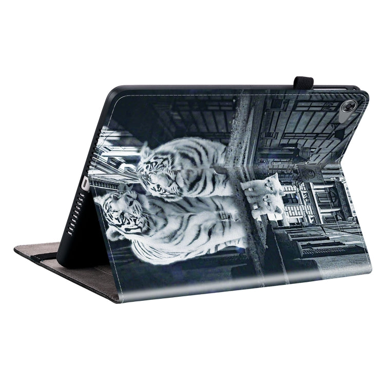 For Huawei MediaPad M5 Lite 10 / C5 10.1 Crystal Texture Painted Leather Smart Tablet Case(Cat Reflection Tiger) - Huawei by PMC TechLife | Online Shopping South Africa | PMC TechLife | Buy Now Pay Later Mobicred