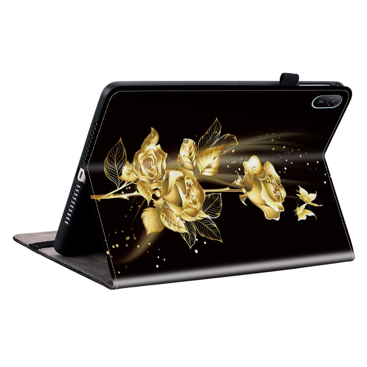For Huawei MatePad SE 11 2024 Crystal Texture Painted Leather Smart Tablet Case(Gold Butterfly Rose) - Huawei by PMC TechLife | Online Shopping South Africa | PMC TechLife | Buy Now Pay Later Mobicred