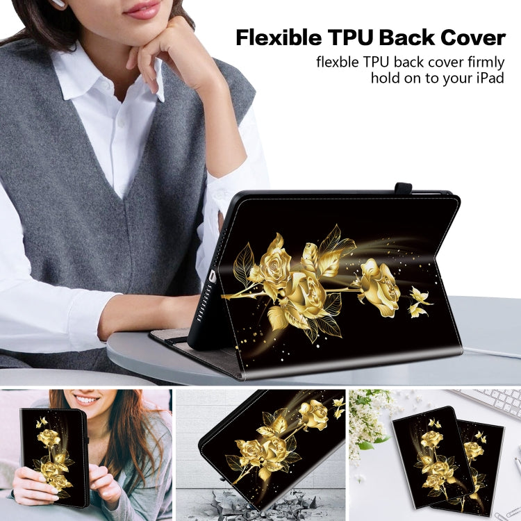 For Huawei MatePad SE 11 2024 Crystal Texture Painted Leather Smart Tablet Case(Gold Butterfly Rose) - Huawei by PMC TechLife | Online Shopping South Africa | PMC TechLife | Buy Now Pay Later Mobicred