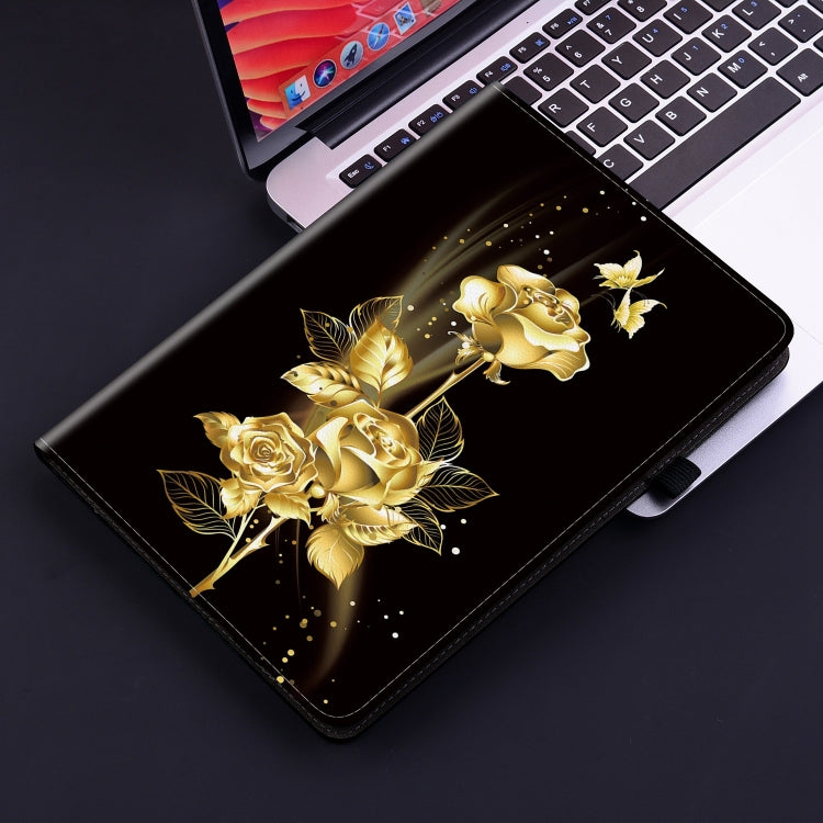 For OPPO Pad Air Crystal Texture Painted Leather Tablet Case(Gold Butterfly Rose) - OPPO by PMC TechLife | Online Shopping South Africa | PMC TechLife | Buy Now Pay Later Mobicred