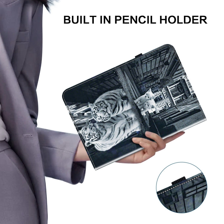 For Nokia T21 Crystal Texture Painted Leather Tablet Case(Cat Reflection Tiger) - Nokia by PMC TechLife | Online Shopping South Africa | PMC TechLife | Buy Now Pay Later Mobicred