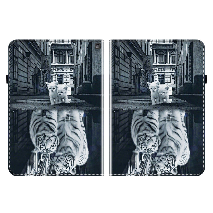 For Amazon Fire HD 10 2019/2017 Crystal Texture Painted Leather Smart Tablet Case(Cat Reflection Tiger) - Amazon by PMC TechLife | Online Shopping South Africa | PMC TechLife | Buy Now Pay Later Mobicred