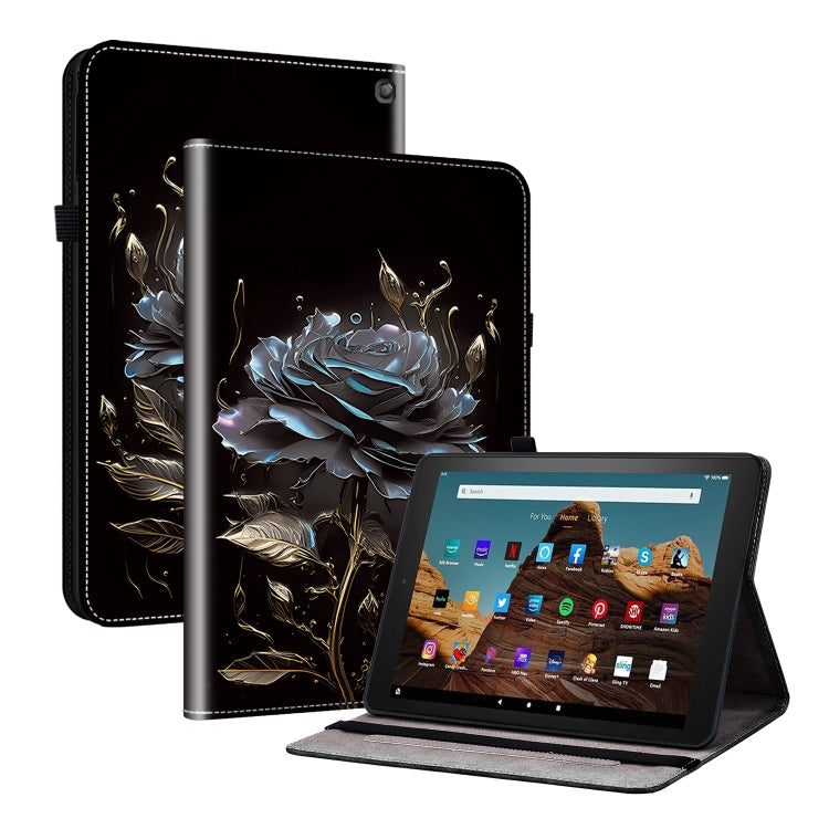 For Amazon Fire HD10 2023 Crystal Texture Painted Leather Tablet Case(Black Rose) - Amazon by PMC TechLife | Online Shopping South Africa | PMC TechLife | Buy Now Pay Later Mobicred