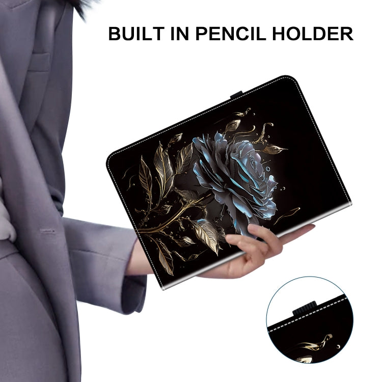 For Amazon Fire HD10 2023 Crystal Texture Painted Leather Tablet Case(Black Rose) - Amazon by PMC TechLife | Online Shopping South Africa | PMC TechLife | Buy Now Pay Later Mobicred