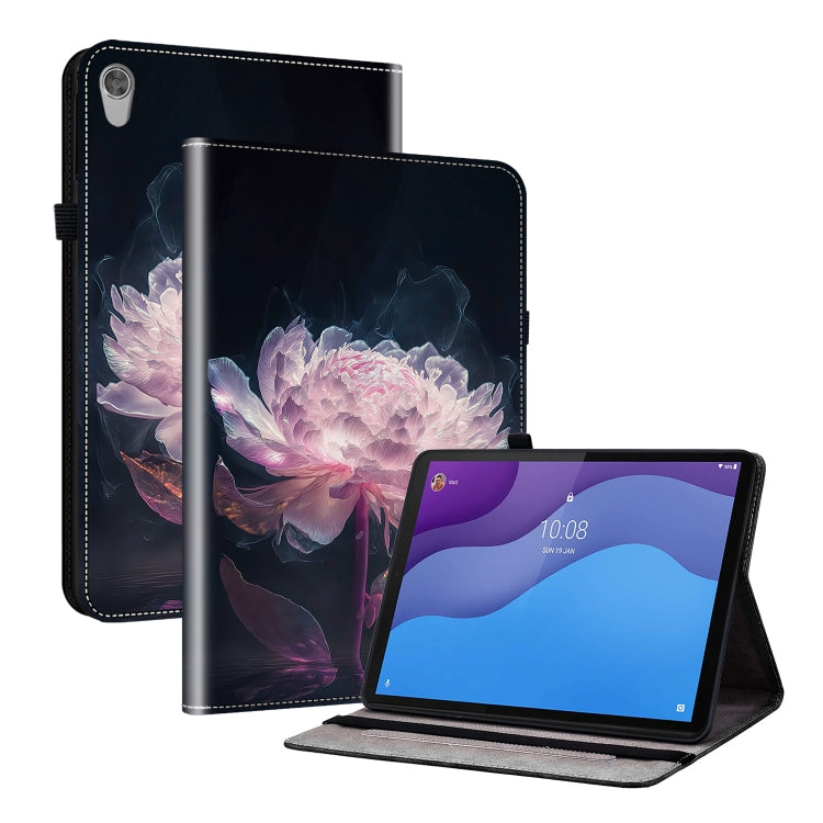 For Lenovo Tab M10 HD Gen2 Crystal Texture Painted Leather Tablet Case(Purple Peony) - Lenovo by PMC TechLife | Online Shopping South Africa | PMC TechLife | Buy Now Pay Later Mobicred