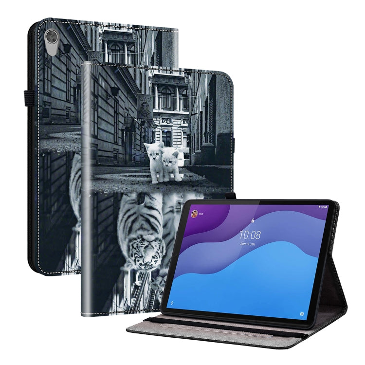 For Lenovo Tab M10 HD Gen2 Crystal Texture Painted Leather Tablet Case(Cat Reflection Tiger) - Lenovo by PMC TechLife | Online Shopping South Africa | PMC TechLife | Buy Now Pay Later Mobicred