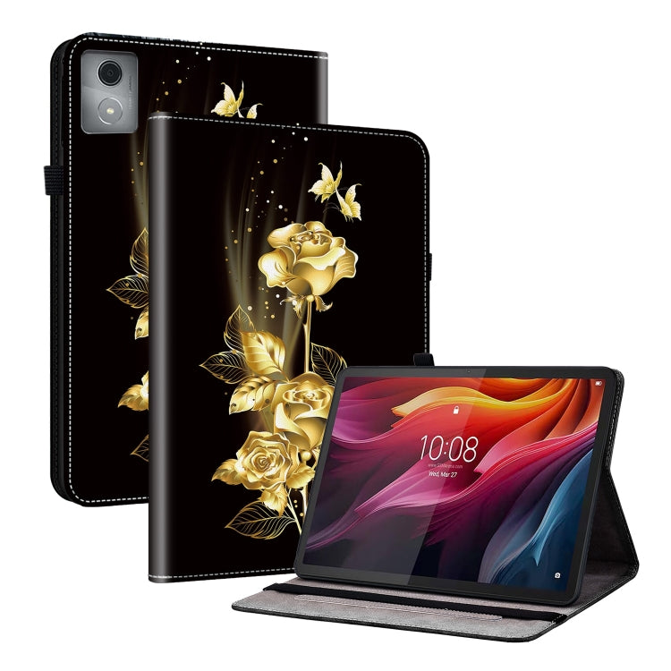 For Lenovo Tab K11 Plus Crystal Texture Painted Leather Tablet Case(Gold Butterfly Rose) - Lenovo by PMC TechLife | Online Shopping South Africa | PMC TechLife | Buy Now Pay Later Mobicred