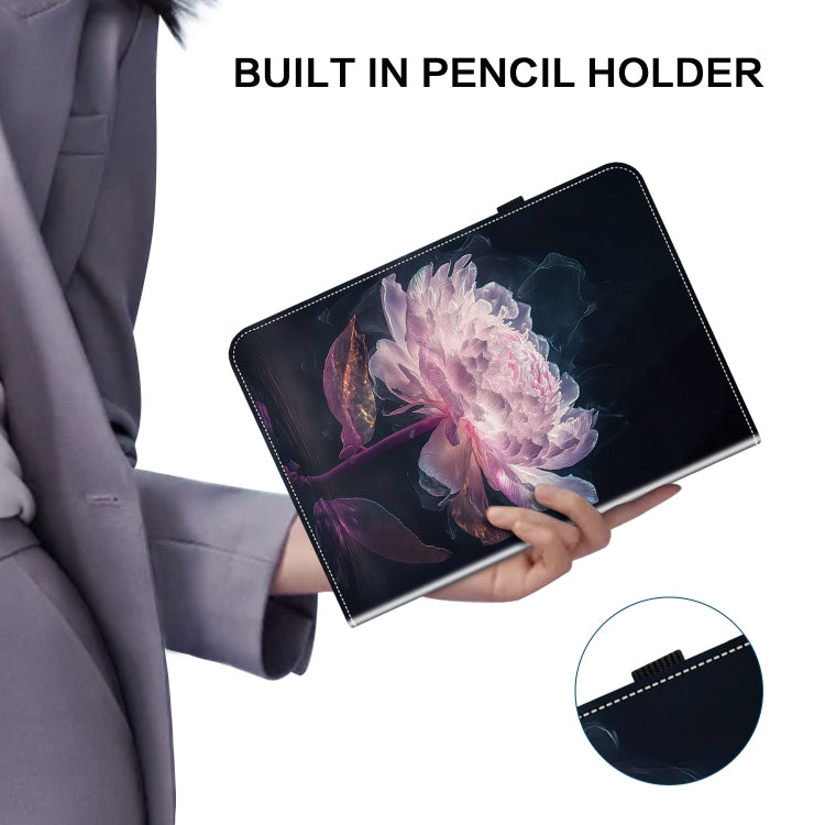 For Lenovo Tab K11 Plus Crystal Texture Painted Leather Tablet Case(Purple Peony) - Lenovo by PMC TechLife | Online Shopping South Africa | PMC TechLife | Buy Now Pay Later Mobicred