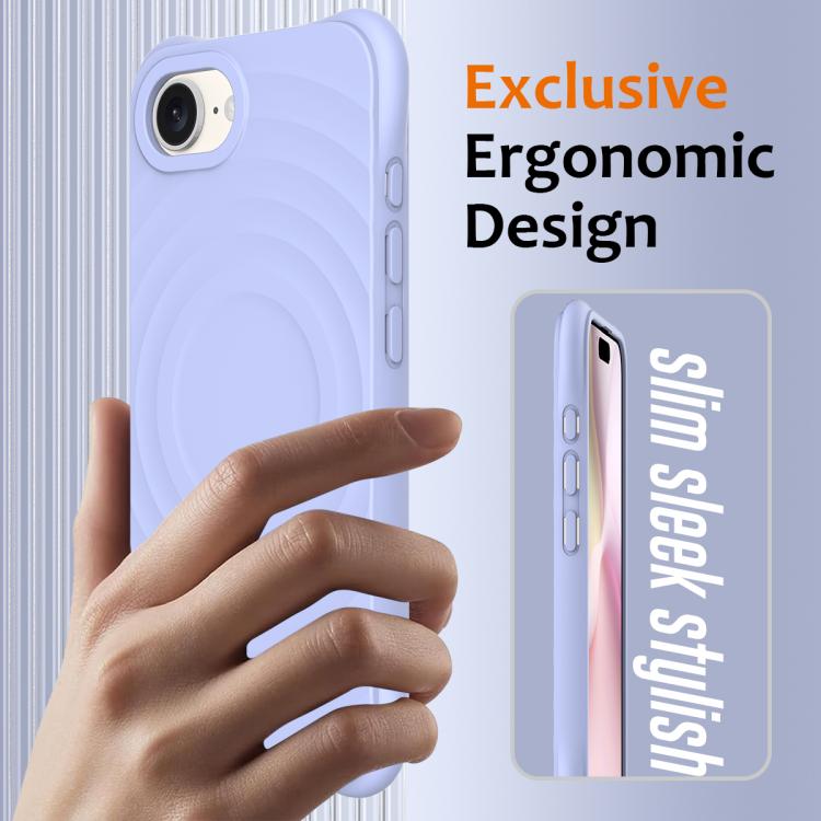 For iPhone 16e Wave Texture MagSafe Magnetic Liquid Silicone Phone Case(Purple) - iPhone 16e Cases by PMC TechLife | Online Shopping South Africa | PMC TechLife | Buy Now Pay Later Mobicred