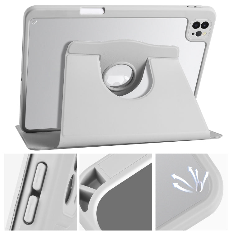 For iPad Air 11 2024 Acrylic 360 Degree Rotation Holder Leather Tablet Case(Fog Grey) - iPad Air 11 2024 Cases by PMC TechLife | Online Shopping South Africa | PMC TechLife | Buy Now Pay Later Mobicred
