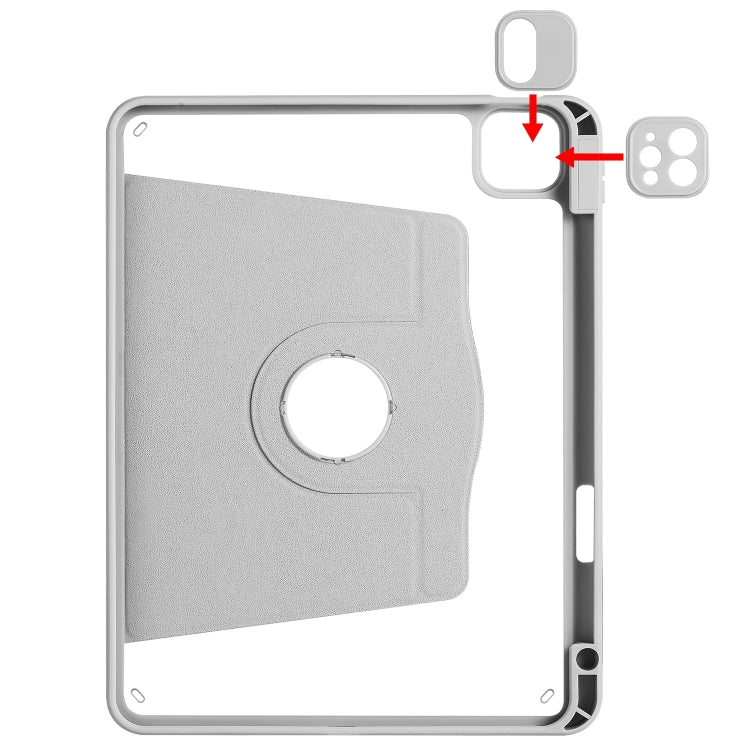For iPad Pro 11 2024 Acrylic 360 Degree Rotation Holder Leather Tablet Case(Fog Grey) - iPad Pro 11 2024 Cases by PMC TechLife | Online Shopping South Africa | PMC TechLife | Buy Now Pay Later Mobicred