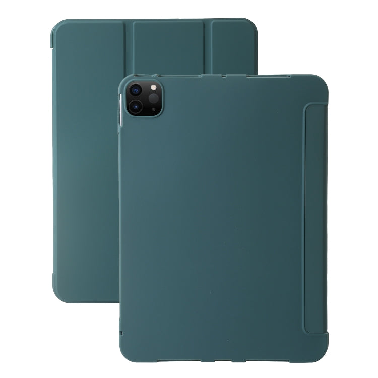 For iPad Pro 11 2024 Three-fold Holder Flip Tablet Leather Case(Dark Green) - iPad Pro 11 2024 Cases by PMC TechLife | Online Shopping South Africa | PMC TechLife | Buy Now Pay Later Mobicred