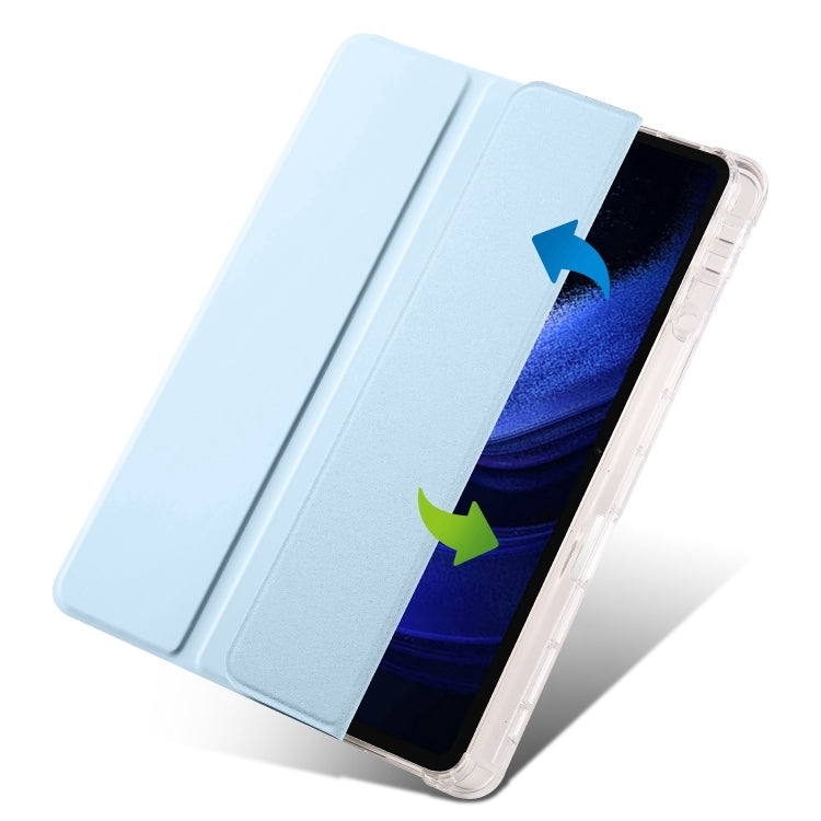 For iPad Pro 13 2024 3-fold Clear TPU Smart Leather Tablet Case with Pen Slot(Ice Blue) - iPad Pro 13 2024 Cases by PMC TechLife | Online Shopping South Africa | PMC TechLife | Buy Now Pay Later Mobicred