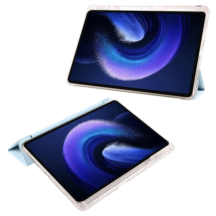 For iPad Pro 13 2024 3-fold Clear TPU Smart Leather Tablet Case with Pen Slot(Ice Blue) - iPad Pro 13 2024 Cases by PMC TechLife | Online Shopping South Africa | PMC TechLife | Buy Now Pay Later Mobicred
