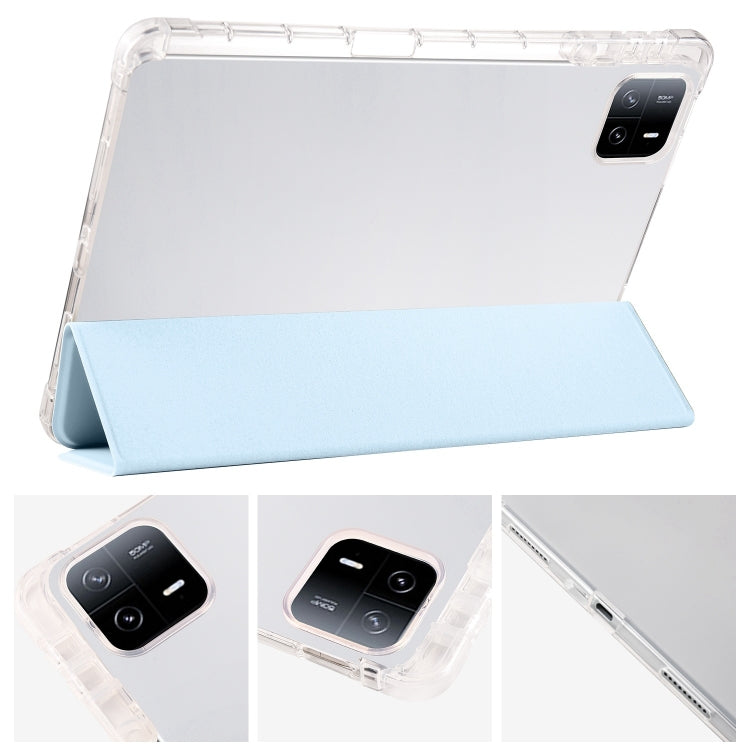 For iPad Pro 13 2024 3-fold Clear TPU Smart Leather Tablet Case with Pen Slot(Ice Blue) - iPad Pro 13 2024 Cases by PMC TechLife | Online Shopping South Africa | PMC TechLife | Buy Now Pay Later Mobicred