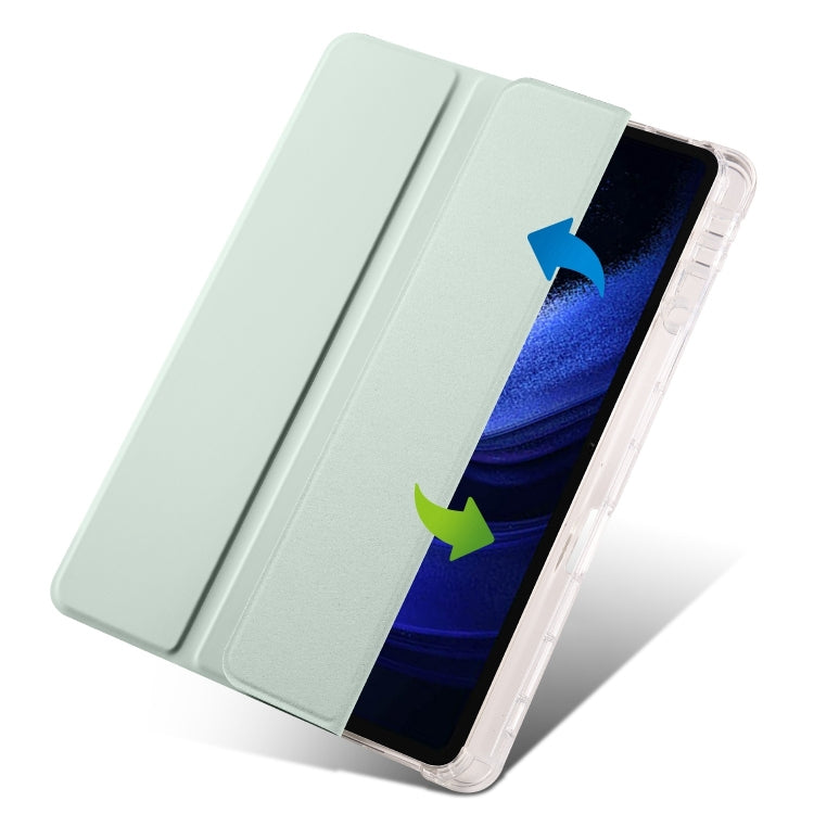 For iPad Pro 11 2024 3-fold Clear TPU Smart Leather Tablet Case with Pen Slot(Light Green) - free shipping - PMC TechLife - Order now!