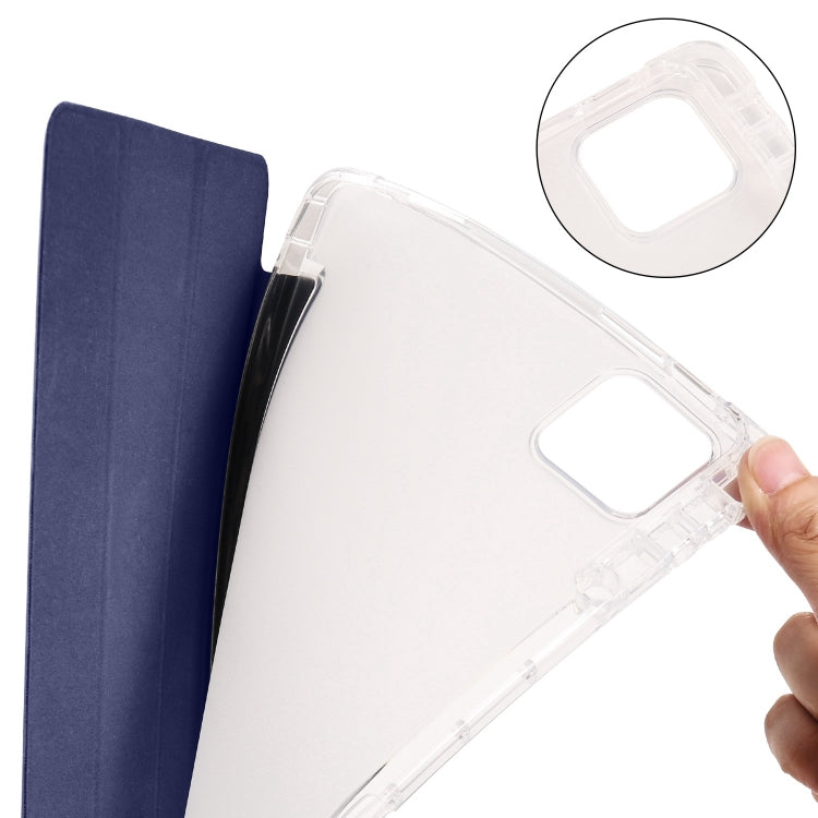 For iPad Pro 11 2024 3-fold Clear TPU Smart Leather Tablet Case with Pen Slot(Dark Blue) - iPad Pro 11 2024 Cases by PMC TechLife | Online Shopping South Africa | PMC TechLife | Buy Now Pay Later Mobicred