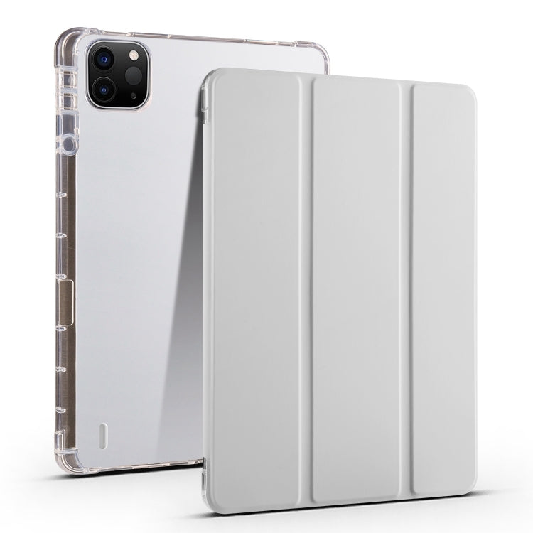 For iPad Air 11 2024 3-fold Clear TPU Smart Leather Tablet Case with Pen Slot(Space Gray) - iPad Air 11 2024 Cases by PMC TechLife | Online Shopping South Africa | PMC TechLife | Buy Now Pay Later Mobicred