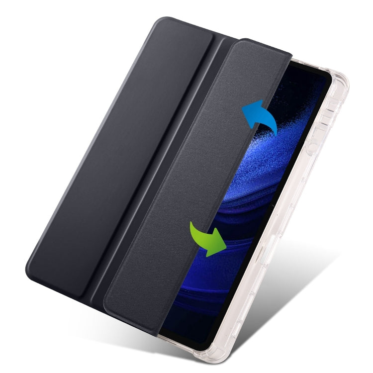 For iPad Air 13 2025 / 2024 3-fold Clear TPU Smart Leather Tablet Case with Pen Slot(Black) - iPad Air 13 2025 / 2024 Cases by PMC TechLife | Online Shopping South Africa | PMC TechLife | Buy Now Pay Later Mobicred