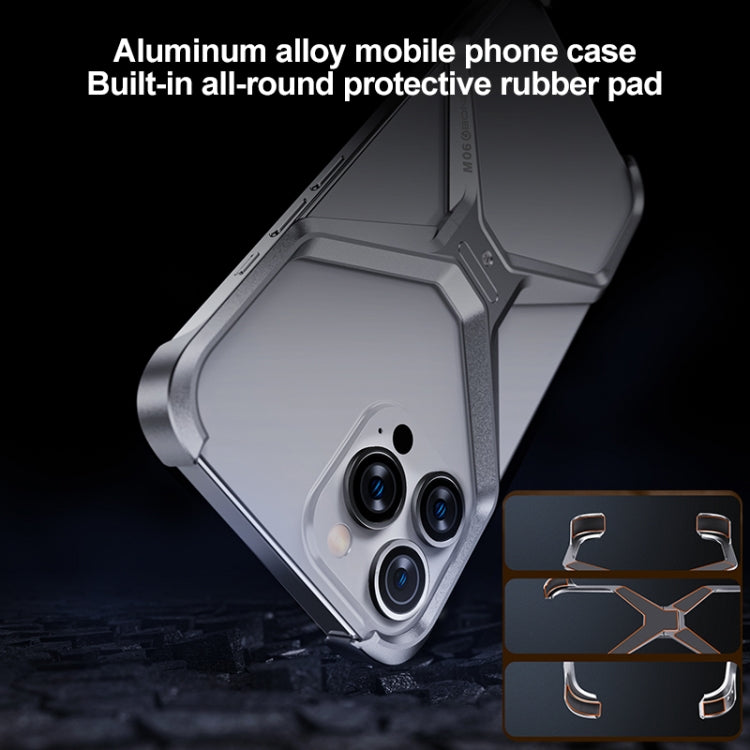 For iPhone 13 Pro Max / 14 Pro Max Frameless X-shaped Metal Phone Case(Grey) - iPhone 14 Pro Max Cases by PMC Jewellery | Online Shopping South Africa | PMC Jewellery | Buy Now Pay Later Mobicred