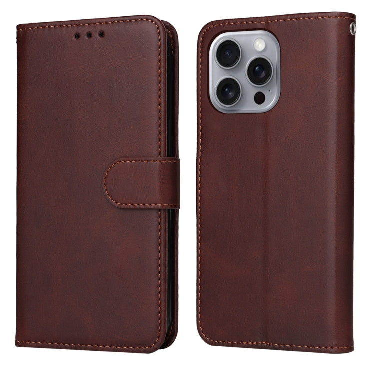 For iPhone 16 Pro Max Classic Calf Texture Flip Leather Phone Case(Brown) - iPhone 16 Pro Max Cases by PMC TechLife | Online Shopping South Africa | PMC TechLife | Buy Now Pay Later Mobicred