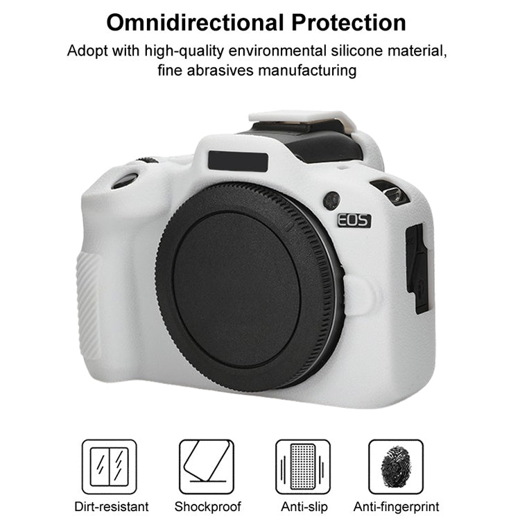 For Canon EOS R100 Litchi Texture Soft Silicone Protective Case(White) - Protective Case by PMC TechLife | Online Shopping South Africa | PMC TechLife | Buy Now Pay Later Mobicred