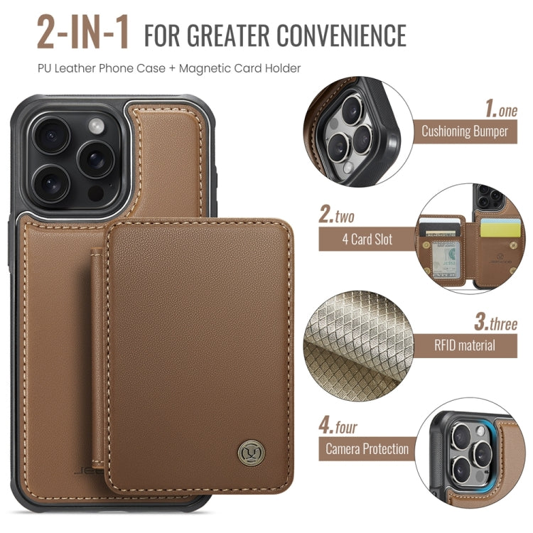 For iPhone 16 Pro Max JEEHOOD J05 Business Magnetic Style RFID Leather Phone Case(Brown) - iPhone 16 Pro Max Cases by JEEHOOD | Online Shopping South Africa | PMC Jewellery | Buy Now Pay Later Mobicred