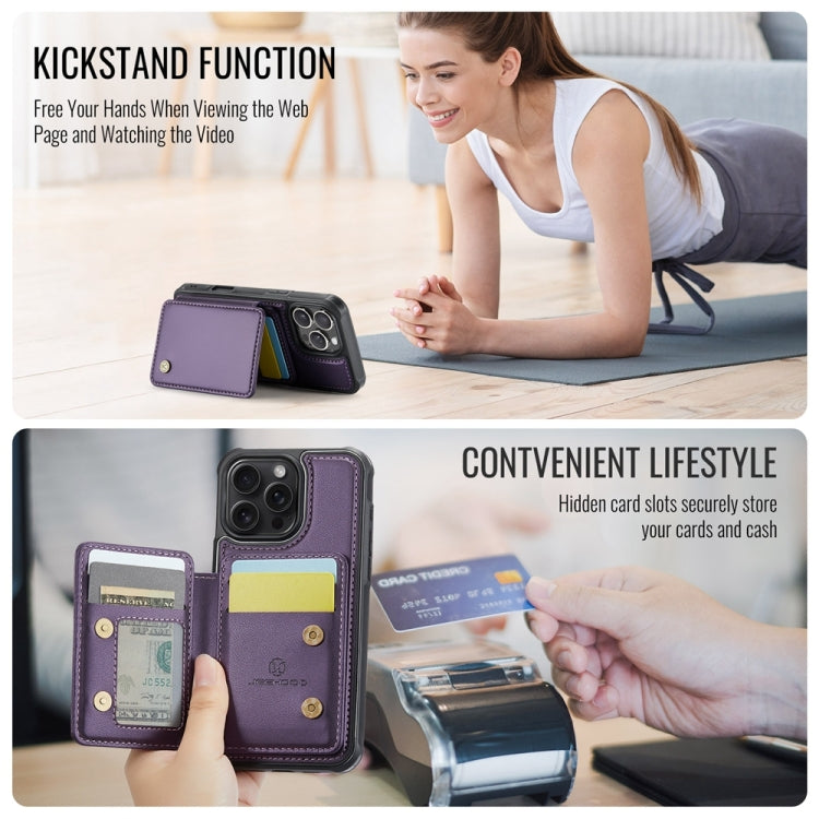 For iPhone 16 Pro JEEHOOD J05 Business Magnetic Style RFID Leather Phone Case(Purple) - iPhone 16 Pro Cases by JEEHOOD | Online Shopping South Africa | PMC Jewellery | Buy Now Pay Later Mobicred